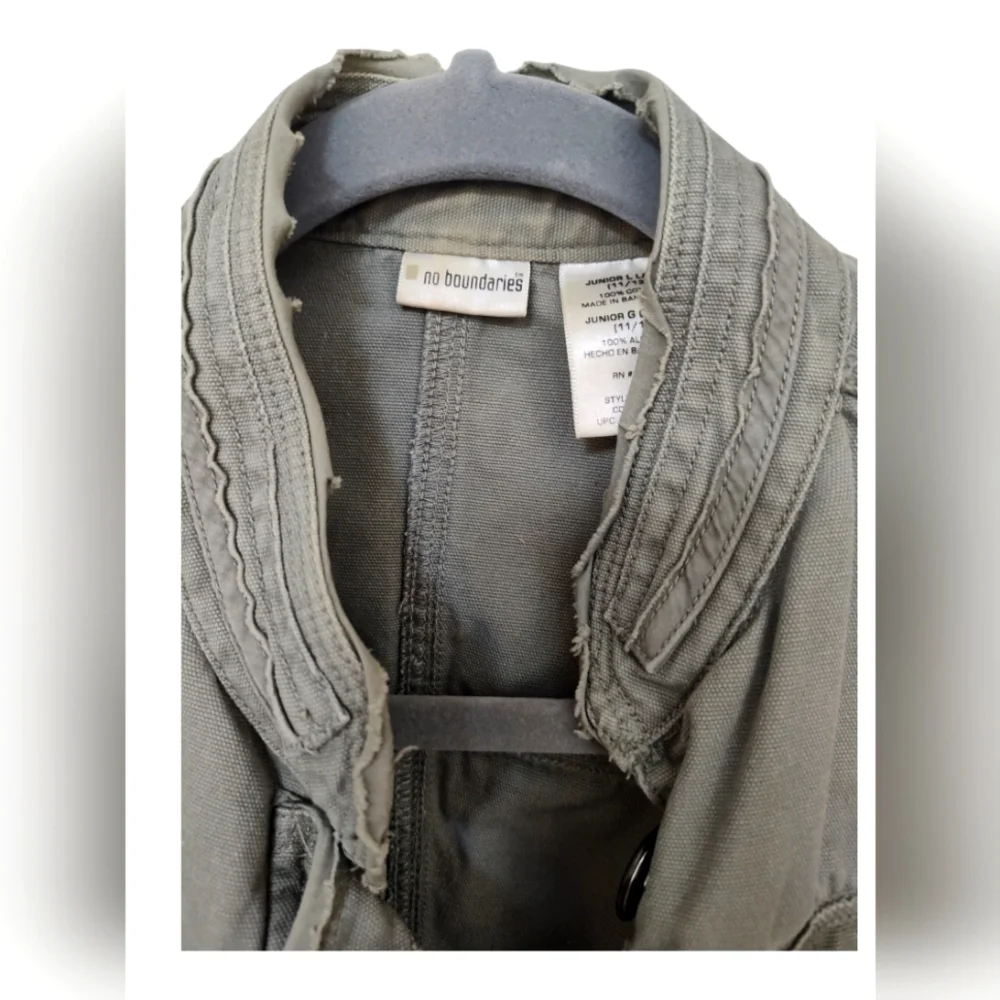 No Boundaries Canvas Olive Green Jacket Juniors 11/13 - Picture 4 of 4